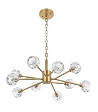 Chandelier Gold Sputnik Crystal Pendant Light Foyer Dining Room Fixture 29"