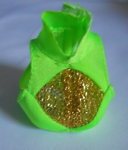 Vintage KIRA Barbie Doll's BIKINI TOP Swimsuit Neon Green Gold Beach Swim Wear