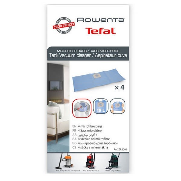 Sacs aspirateur ZR8001 RA-ZR80.0 pour un nettoyage efficace, lot de 4 pièces