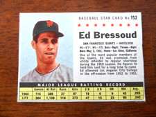 1961 POST CEREAL BASEBALL #152 ED BRESSOUD SAN FRANCISCO GIANTS U-9227