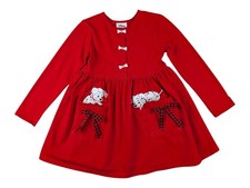 Kids VTG Disney 101 Dalmations Dress Girls Size 6/7 Holiday Bows