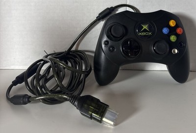 Original classic Xbox S-Type Controller Black Genuine OEM With Breakaway Cable! 