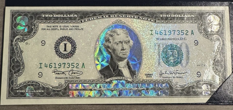 Billete de 2 dólares primer holograma del mundo usado buen estado Foto 3 de 4