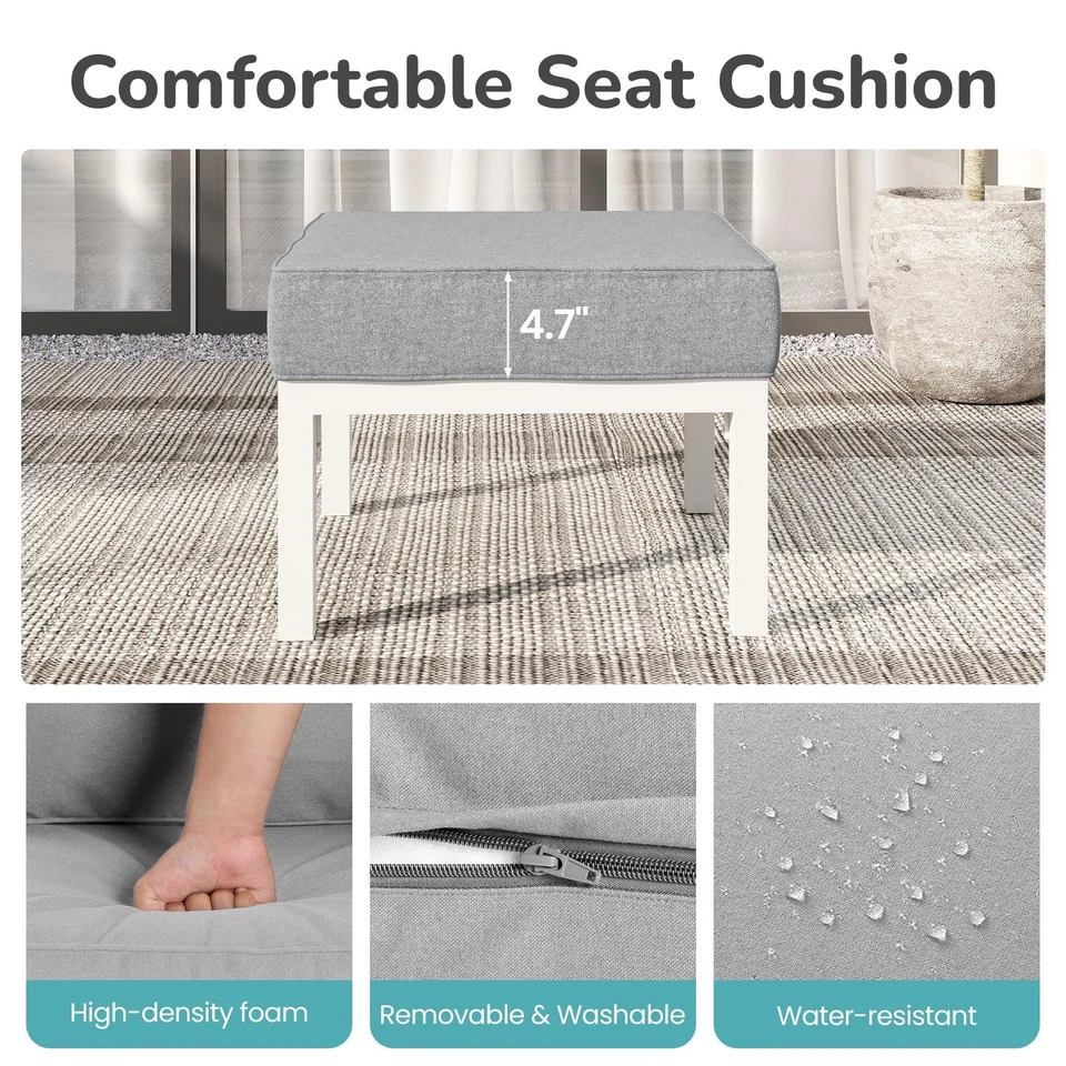 Escabelos externos pátio otomano conjunto de 2, alumínio para todas as condições climáticas pés externos... - Imagem 4 de 4