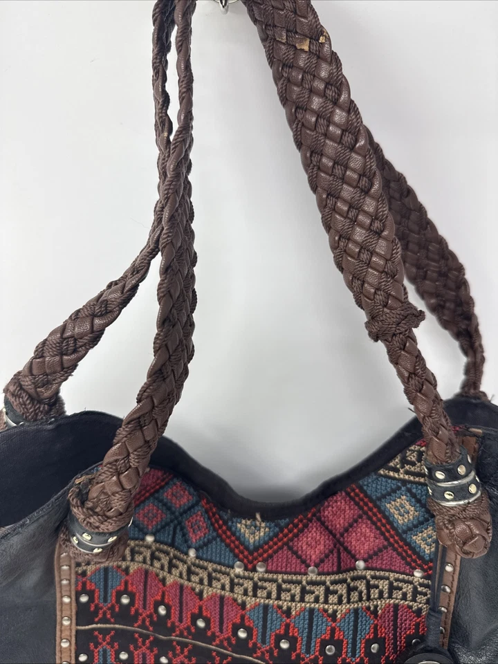 Vintage The Sak Indio Leather Cross Stitch Studded Hobo Bag - Image 4 of 4