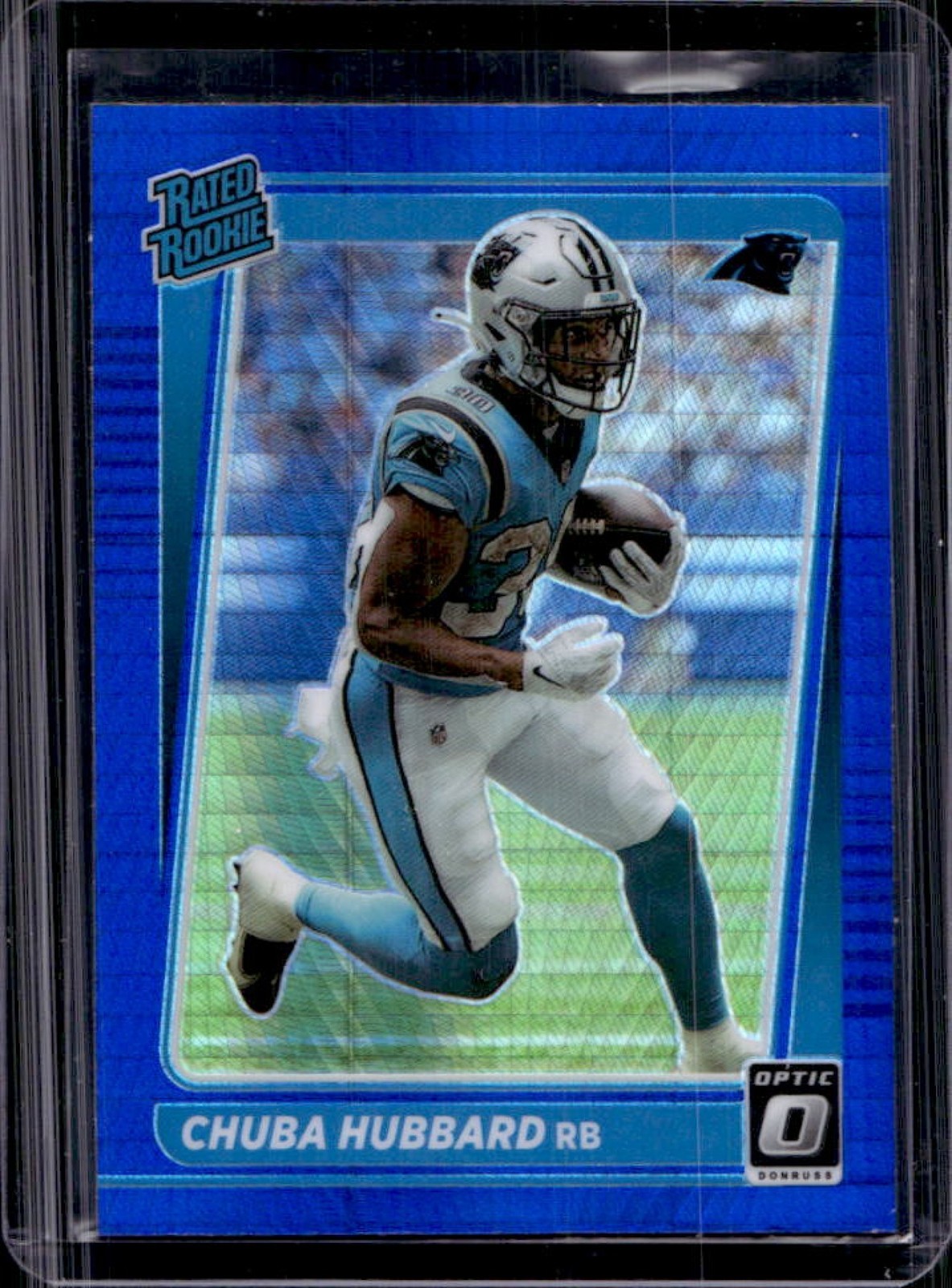 2021 Donruss Optic Chuba Hubbard Blue Hyper Rated Rookie #225 Panthers