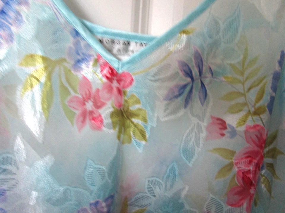 Juego de 2 batas y camisón Morgan Taylor azul floral transparente talla grande 2X de colección Foto 4 de 4