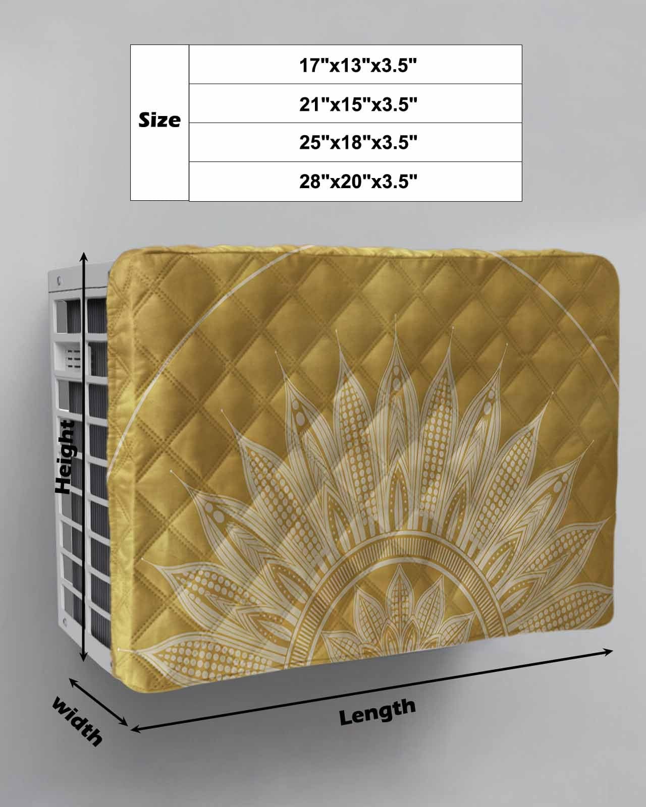 Brown Boho Indoor Air Conditioner Cover for Window Units, Middle Century Abst...