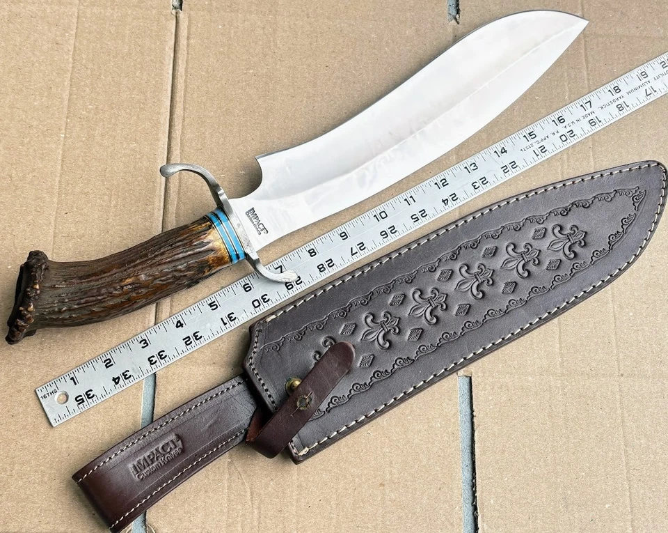 Impact Custom Made Cutlery Sasquatch 18" BOWIE KNIFE Stag Handle Handmade Knives - Image 3 of 4