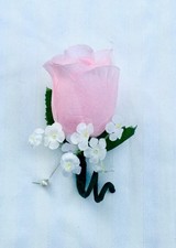 Pale Baby Pink Rose Wedding Mens Boutonniere Corsage Quincea era