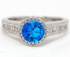 2CT Blue Topaz  Topaz 925 Sterling Silver Ring Jewelry Sz 9 IB2-7