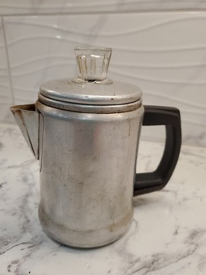 vintage cast aluminum 2 cup coffeepot made by The Enterprise Aluminum Co. w/lid