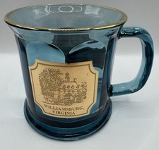 Culver Williamsburg Virginia 22k Gold Plated SOUVENIR CUP MUG Blue Made In USA
