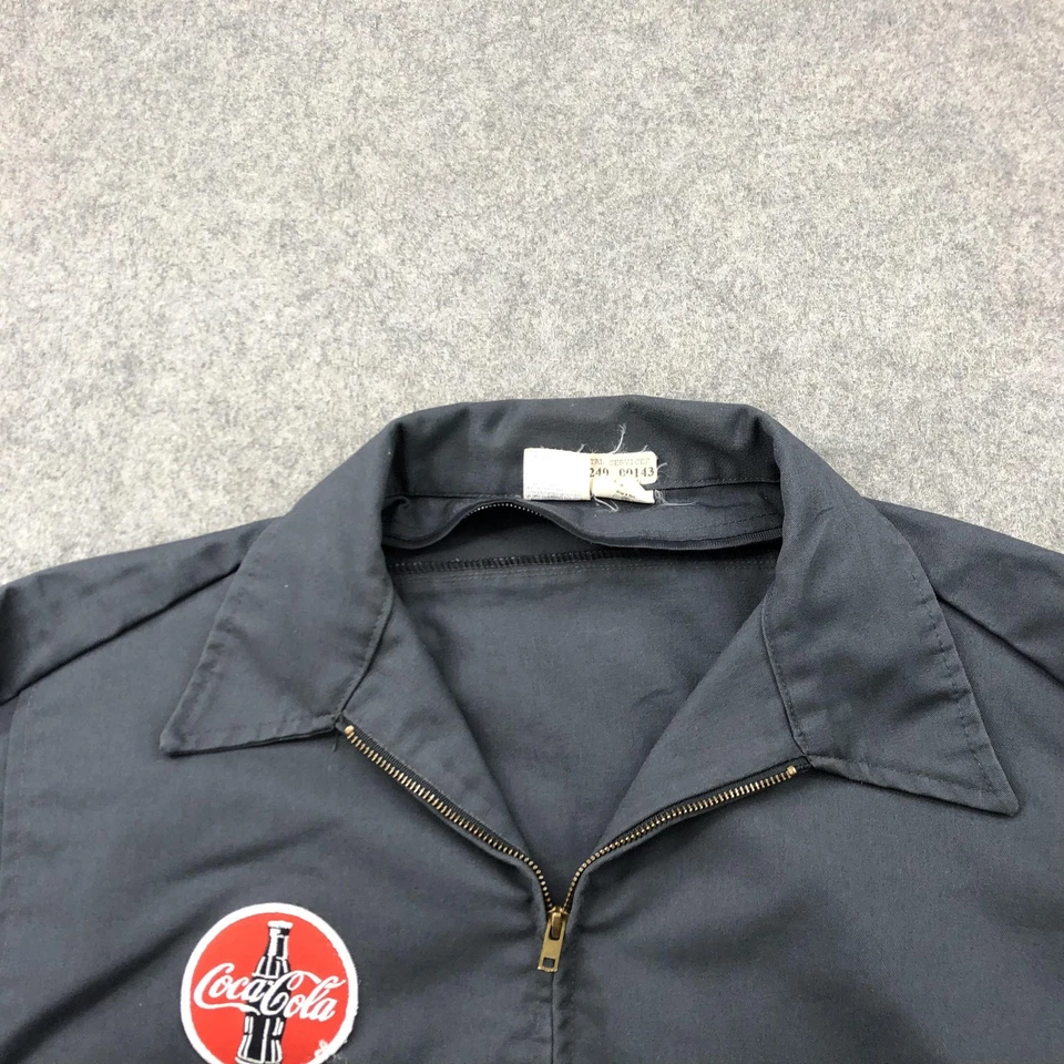 Vintage Coca-Cola Jacket Men 3XL 56 Long Gray Patch Workwear Uniform USA 80s - Image 4 of 4