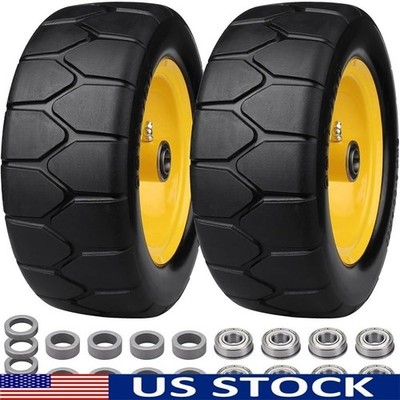 Puncture Proof 11x4.00-5 Solid Tires Flat Free Steel Rims Zero Turn Mower New