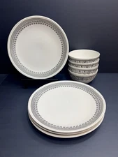 8 Pc - Over & Back (4) Dinner Plates 11.25” & (4) Coupe Cereal Bowls 6”