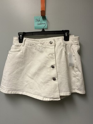 NWT Love Tree White Denim Aline Denim Skirt Size L