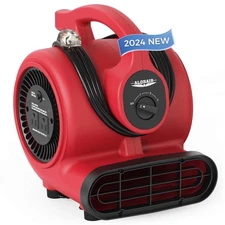 ALORAIR GF600A Red 600 CFM Air Mover Blower Fan 3 Speeds, 5 Adjustable Angles