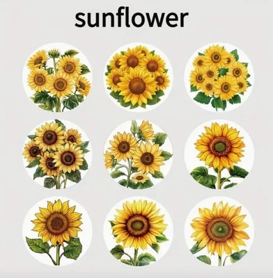 Sunflower Stickers for Scrapbooking, Cardmaking and Crafting - 50 Pack