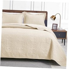 Quilts for Queen Bed Beige Full/Queen 90"x96" Coin Yellowish Beige