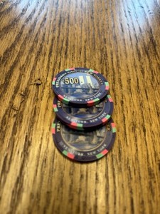 President New Yorker Paulson Top Hat & Cane Casino Chips $500 Lot of 3