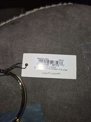 Coach Charm Hinge Bangle C Logo Gold tone Pink Quartz Bracelet, NWT $95! CUTE! - Picture 4 of 5