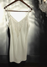Vintage Victoria's Secret Gold Labe Satin Lace Chemise Slip Bridal Size Large