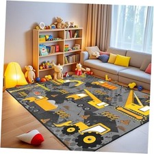 Construction Rugs for Boys Room Play Mat for Cars and Trucks PlayMat Kids Rugs