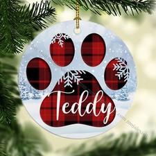 Personalized Name Paw Snow, Christmas Ornaments, Custom Gift for Pet Lovers 8995