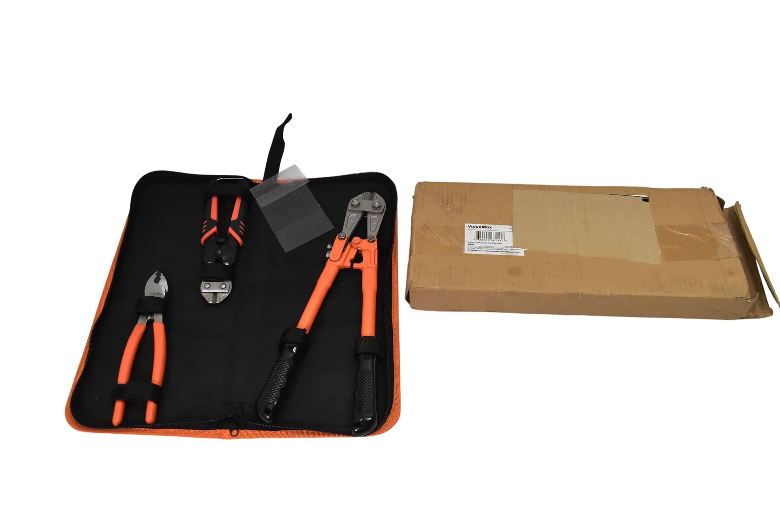 ValueMax 3-Piece Bolt Cutter and Pliers Set with Case Heavy Duty Orange Black