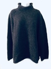 J.Crew 100 Wool Classic Vintage 80s Rollneck Charcoal Gray Pullover Sweater MED