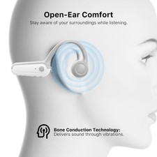 Running Open-Ear Headphones, Bone Conduction Audio, Gray, Built-in Controls