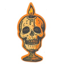 Halloween Skull Candle Vinyl Sticker Die Cut Skeleton Flame Gothic Art Decal