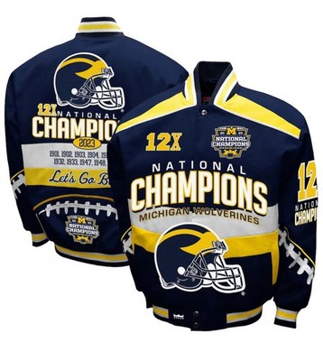 Franchise Club Men s Michigan Wolverines Cotton Twill Full-Snap Jacket - 3XL
