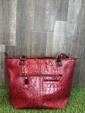 Marc Chantel Red Crocodile Embossed Tote Bag Faux Leather Shoulder Purse 