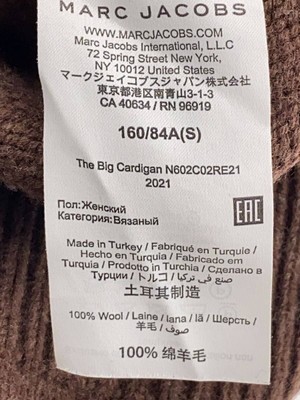 MARC JACOBS◆The Big Cardigan/カーディガン(厚手)/S/ウール/BRW/N602C02RE21 MARC JACOBS(マークジェイコブス) / BIG CARDIGAN/カーディガン