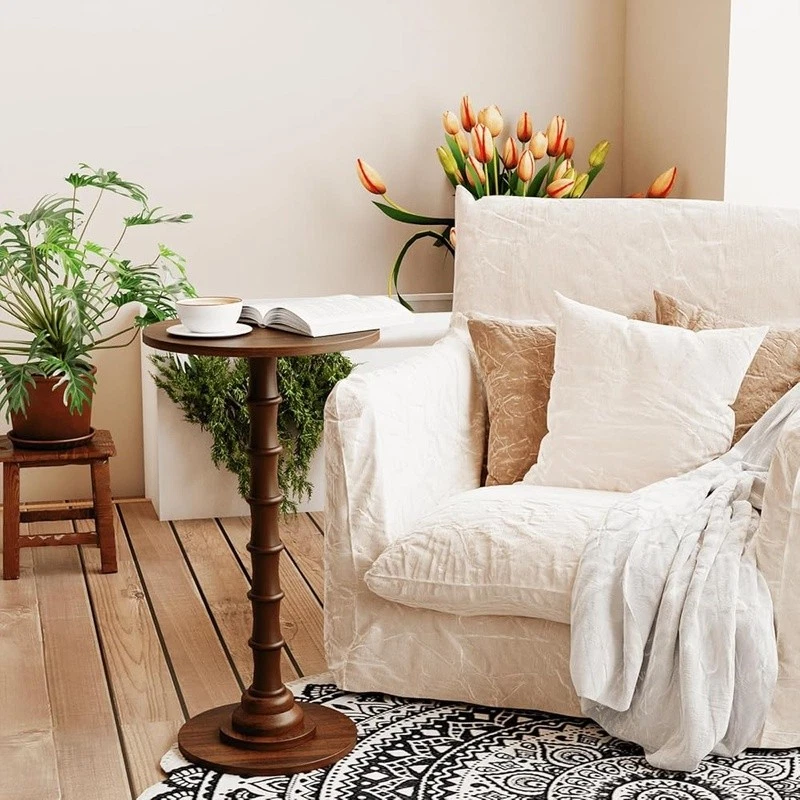 Versátil Mesa Auxiliar Redonda Diseño Compacto Seguro Niños y Mascotas Fácil Montaje Nueva Foto 3 de 4