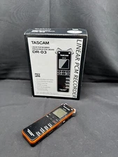 Tascam DR-03 Linear PCM Recorder Original Box Manual 2gb Micro SD Black Orange