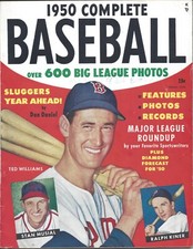 1950 Complete Baseball magazine Ted Williams Boston Red Sox Stan Musial GdWr