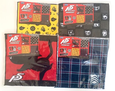 Set of 4 PERSONA 5 Hand Towels Morgana SEGA Lucky Kuji Prize 9.8'' x 9.8''