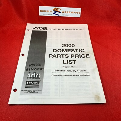 #ad Ryobi MTD 2000 Domestic Parts Price List January 1 2000 $14.99