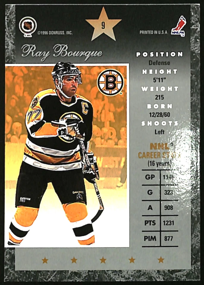 1995-96 Donruss Elite Insert #9 Ray Bourque Boston Bruins - Image 2 of 2