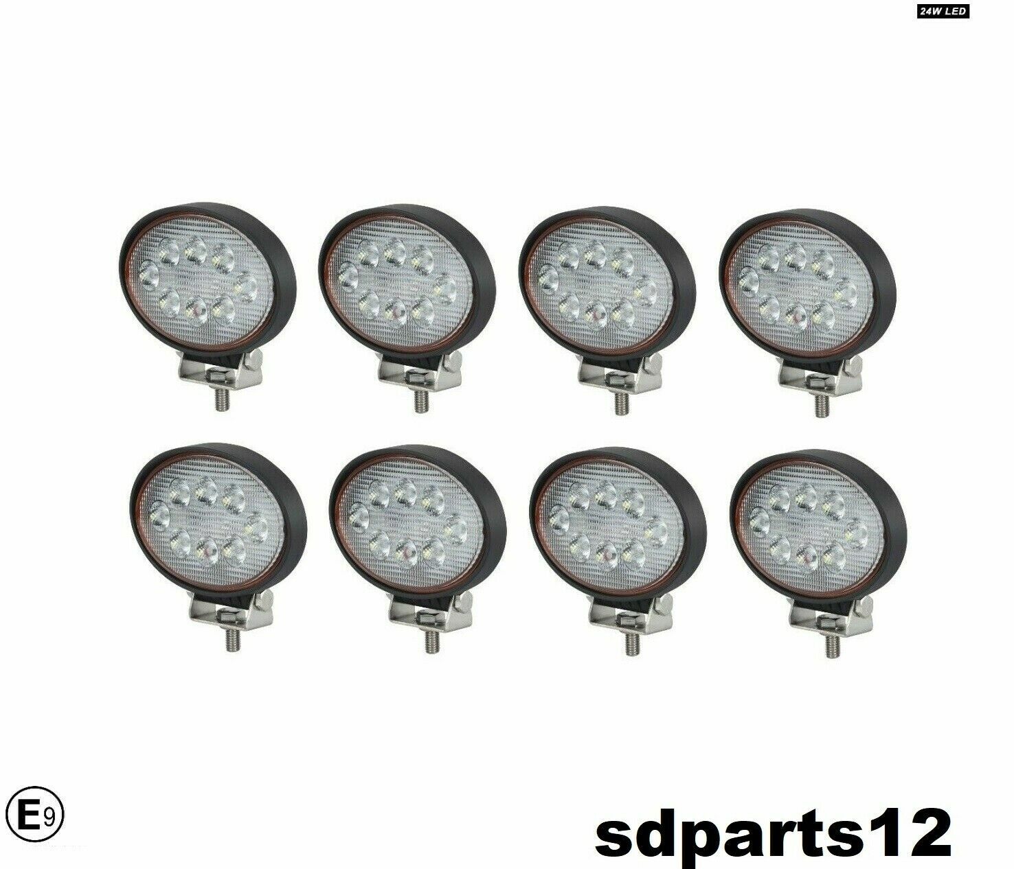 Phare de travail LED 12V 24V pour tracteur et camion - Lot de 8 optiques compactes 24W