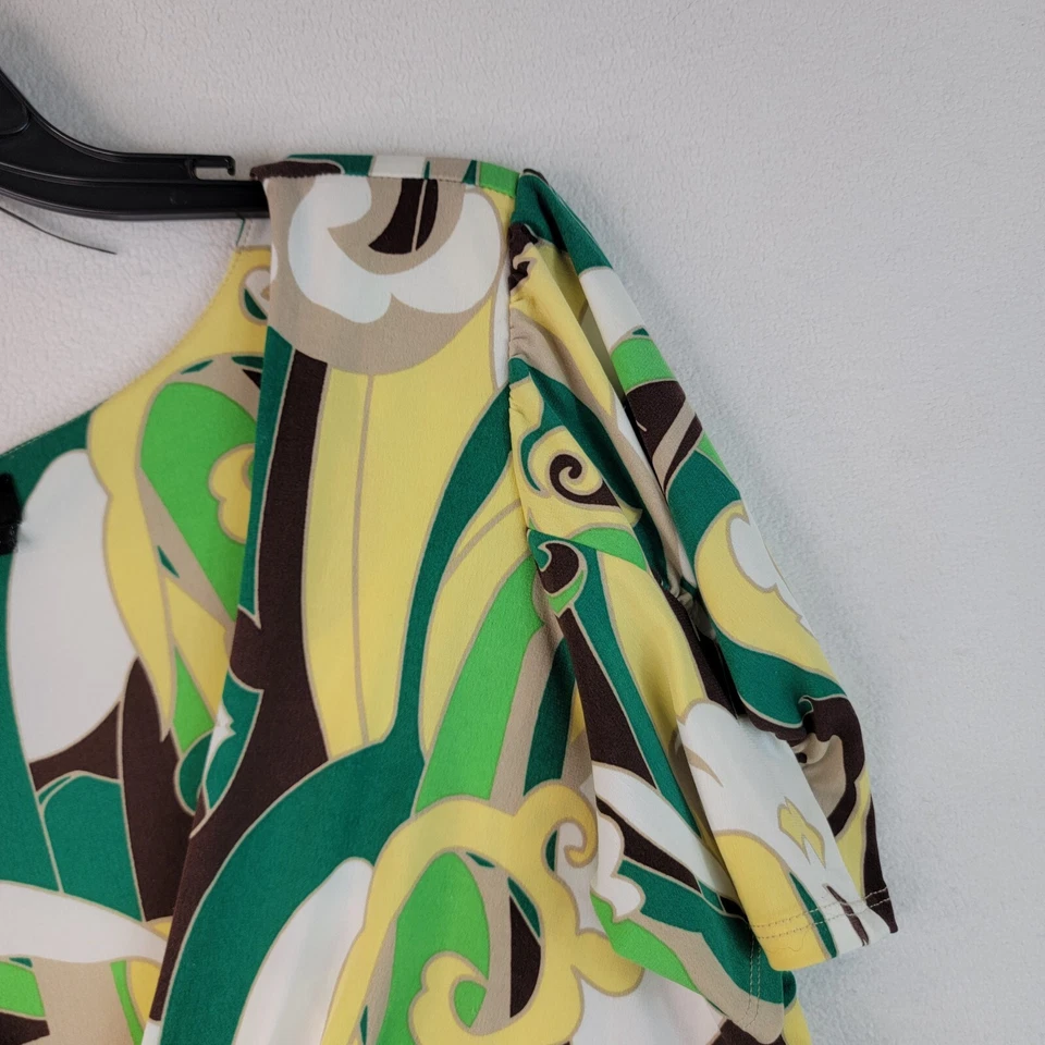 Max and Cleo Womens Multicolor Short Sleeve V Neck Shift Dress Midi Size 14 - Image 4 of 4