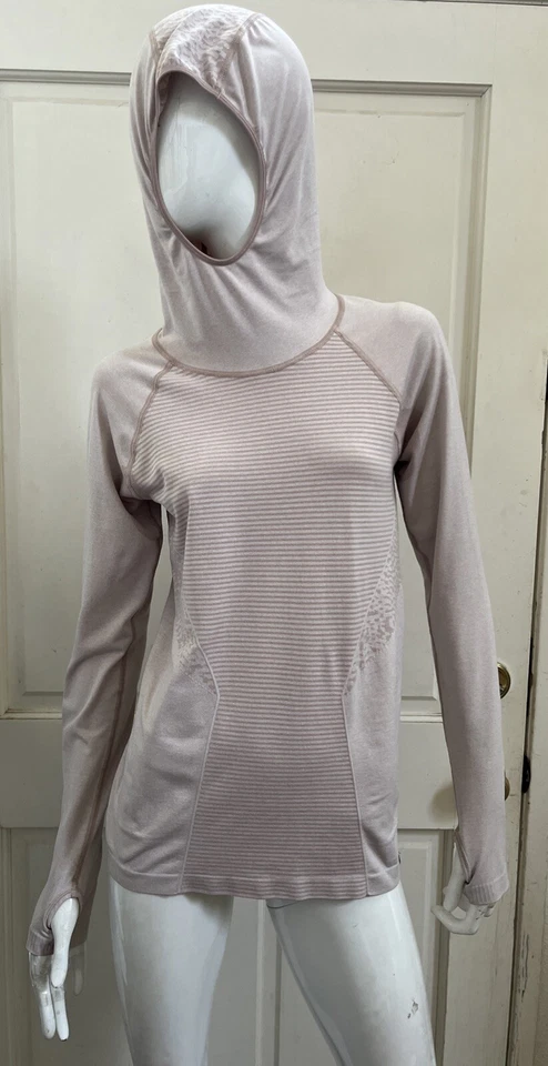 Pullover NEW BALANCE J.CREW Rosa Malva Pálido Sin Costuras Con Capucha Manga Larga Talla M Foto 2 de 4