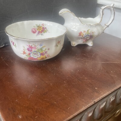 vintage floral english hammersley bone china sugar  Bowl creamer