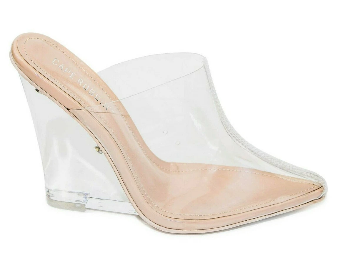 Clear wedge shop mule