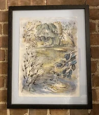 Framed Original Abstract Watercolor Painting Signed And Dated