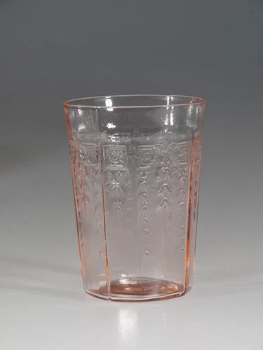Vintage Deco Hocking Glass Pink Princess Water Tumbler c.1931