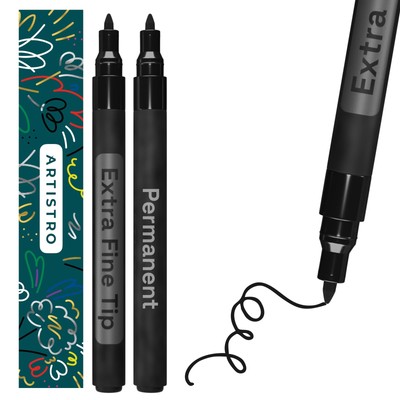 Black Permanent Marker - Set of 2 Black Paint Pen Oil Based Paint Markers Ext...